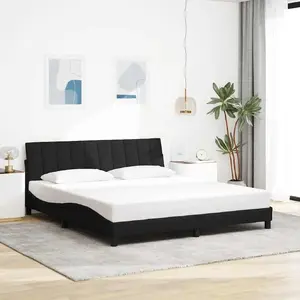 Gultas rāmis VidaXL modelis 3310477, apvilkts ar audumu, melns, piemērots 180x200 cm matracim