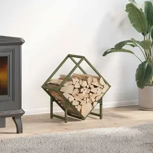 Wood Log Rack VidaXL model 864278, olive green metal firewood storage, 50x25x50 cm