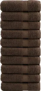 Towels VidaXL SOLUND premium set, 10 pieces, brown, 50x100 cm