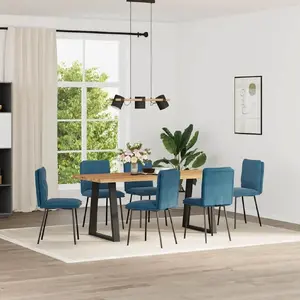 Dining chairs set VidaXL 3315689 — 6 blue velvet-upholstered chairs