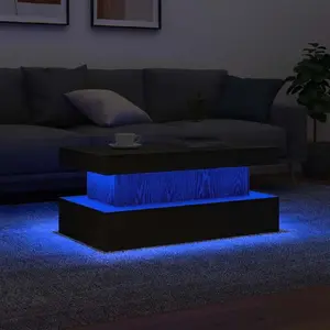 Журнальный стол VidaXL модель 862256 с LED-подсветкой, черный дуб, 90x50x40 см