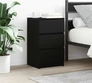 Naktsgaldiņu komplekts VidaXL 861340 — 2 gab., naktsskapīši ar 3 atvilktnēm, melni