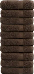 Bath towels set VidaXL SOLUND — 10-piece brown cotton towels 70x140 cm