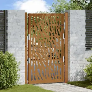Садовая калитка VidaXL модель 4100986 из нержавеющей стали 105 x 155 см с рисунком следа