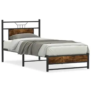 Каркас кровати VidaXL 4106898, цвет дуб, размеры 80,5×196 см, высота 91,5 см