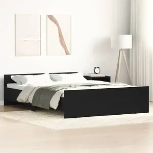 Каркас кровати VidaXL модель 3329325, отделка чёрный дуб, для матраса 135x190 см