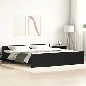 Gultas rāmja VidaXL modelis 3329305, melnā ozola virsma, 200x200 cm, bez matrača