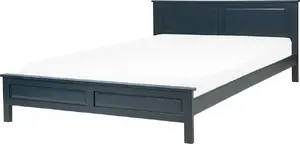 Деревянная кровать Beliani OLIVET 180 x 200 см синяя – деревянный каркас, место для матраса 180x200