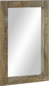 Bathroom mirror VidaXL model 4017823 with solid mango wood frame, mirror surface 50×70 cm