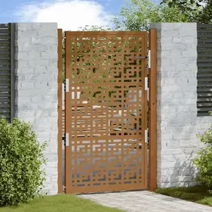 Садовые ворота VidaXL модель 4101006 из нержавеющей стали с крестовым узором 105x155 см