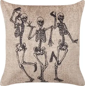 Decorative velvet cushion Beliani MORTESTI 45 x 45 cm with skeleton motif, off-white