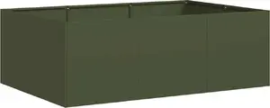 Кашпо VidaXL модель 860748 оливково-зелёное стальное, прямоугольное 120×80×40 см