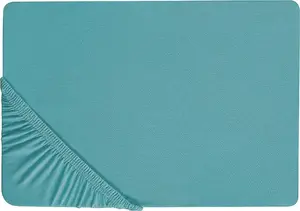 Простыня на резинке хлопковая Shumee 140 x 200 см, бирюзовая