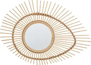 Wall mirror Beliani BARIO oval bamboo frame 63 x 45 cm