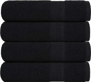 Vannas dvieļu komplekts 4 gab. VidaXL modelis 136954, melnas, 100% kokvilna, 70x140 cm
