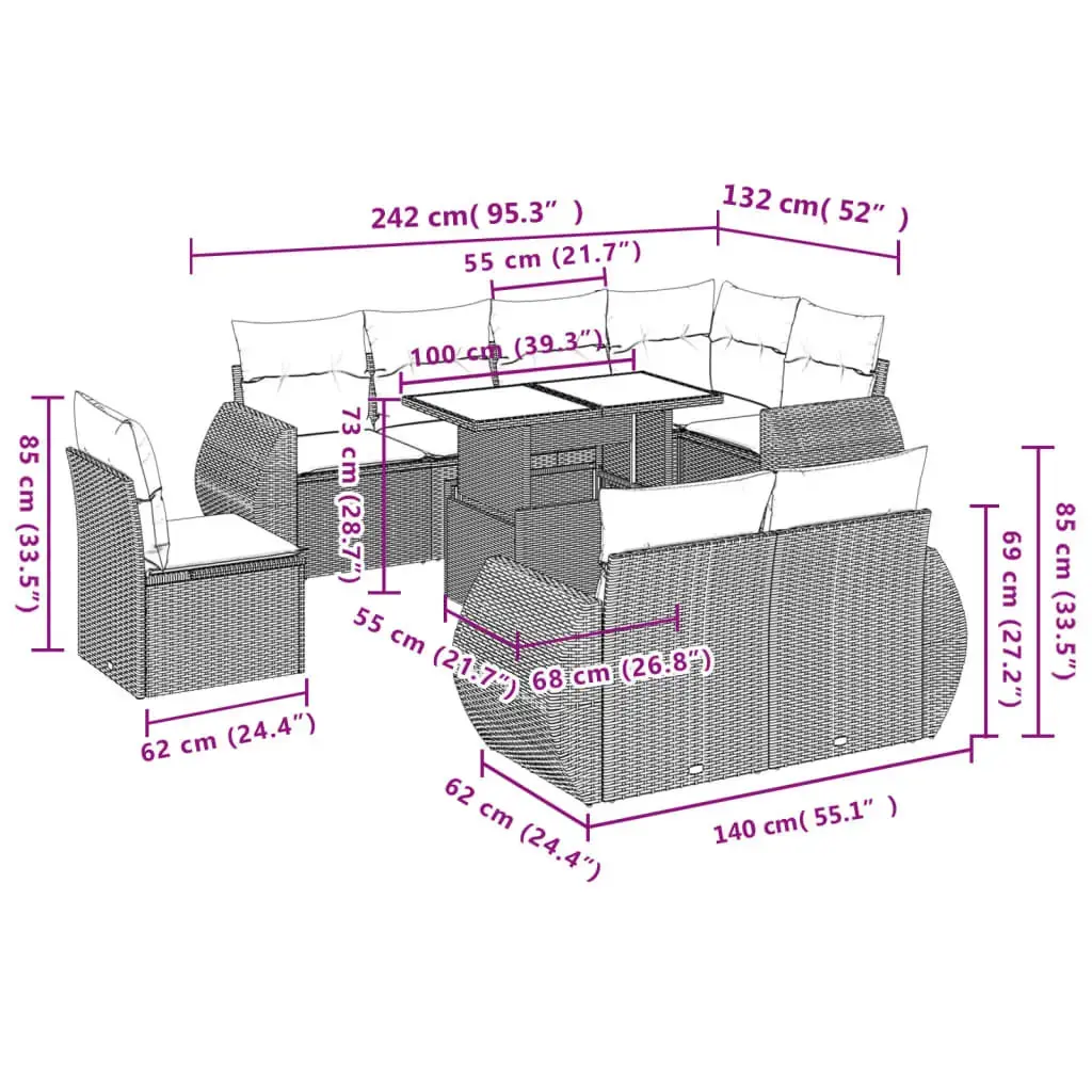 VidaXL набор уличной мебели 3268673 — 9 предметов Photo 10