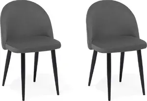 Chair set Beliani VISALIA — 2-piece grey velvet dining chairs, model 106536