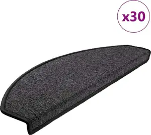 VidaXL kāpņu paklājiņu komplekts 30 gab. Antracīts 65x24x4 cm – neslīdoši