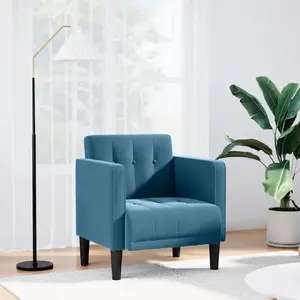 Krēsls VidaXL modelis 4100552 ar roku balstiem, zils samts, sēdekļa augstums 53 cm