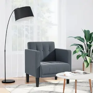 Krēsls VidaXL modelis 4100554 tumši pelēks samta ar roku balstiem, sēdekļa augstums 53 cm