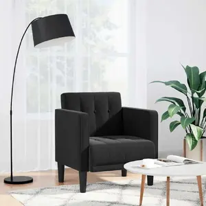 Krēsls VidaXL 4100557 melns samta ar roku balstiem, sēdekļa augstums 53 cm
