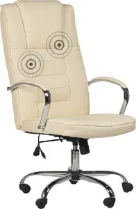 Office chair Beliani GRANDEUR with adjustable height and massage function, beige eco-leather