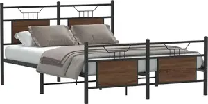 Gultas rāmis VidaXL modelis 4106859, brūna ozola apdare, priekš 140x190 cm matracī
