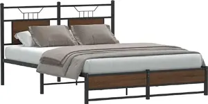 Gultas rāmis VidaXL modelis 4107017, brūna ozola apdare, paredzēts 140x200 cm matracim
