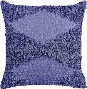 Decorative tufted cotton cushion Beliani RHOEO 45 x 45 cm purple