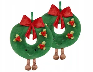 Decorative cushion set Beliani BONBON 2 pcs, 45 x 45 cm, green holiday pattern