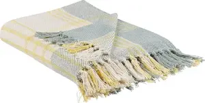 Cotton Blanket Beliani BETALI 125 x 150 cm, yellow-green