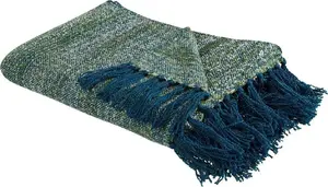 Blanket Beliani PAIRE 130 x 170 cm blue-green, soft throw blanket