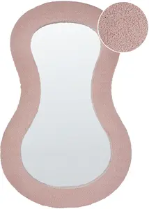 Sienas spogulis Beliani Boucle modelis PLANCHEZ rozā, apaļš spogulis 112 cm