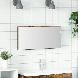 Mirror VidaXL model 863303 — Oak wood frame in Smoked Oak and White with Glass (medium)
