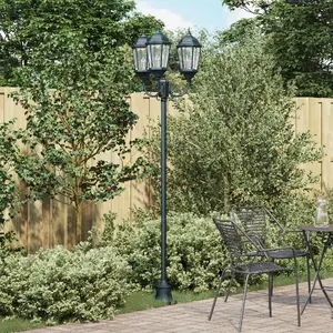 Garden Lamp Post 3-Lamp E27 Green 220 cm Aluminium VidaXL