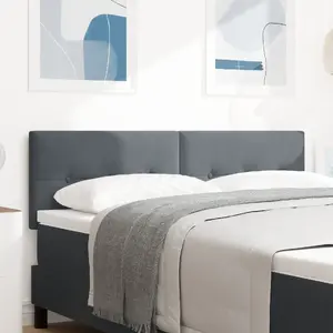 Изголовье с пуговицами VidaXL 160 см тёмно-серое бархатное