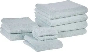 Beliani MITIARO Terry Cotton Towel Set, 9 Pieces, Mint