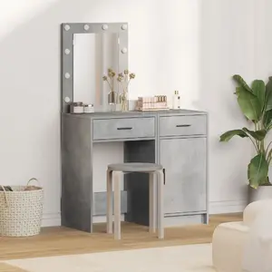 Storage furniture set VidaXL model 3334239 in gray concrete finish with safety glass (set of 2)
