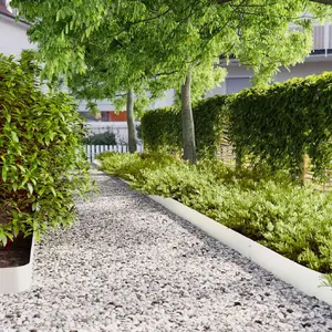 Garden Edging Panels VidaXL 10 pcs White Cold-Rolled Steel Lawn Edging