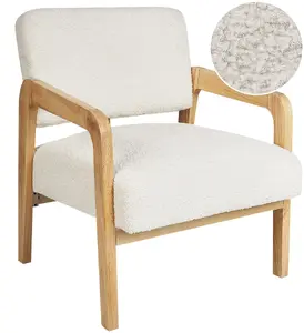 Krēsls Beliani HJO Bouclé saplaisājis balts — mīkstais krēsls ar bouclé audumu, modelis 516856