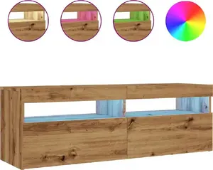 ТВ-тумба с LED-подсветкой VidaXL модель 856306, отделка Oak Artisan, 120x35x40 см