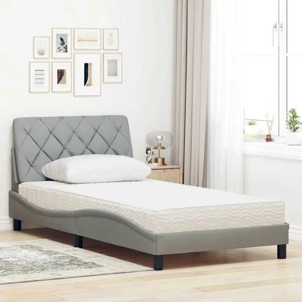 Gulta VidaXL 3310734 — pelēks rāmis 1450×2080×745 mm Photo 3