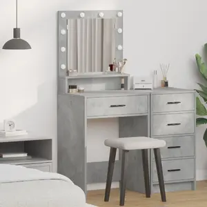 Spogulis VidaXL modelis 865094 ar pelēkas betona krāsas skaidu plātnes apdari, sienas stiprinājumam