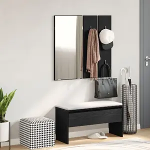 Priekštelpas sols VidaXL modelis 862107 Melnais ozols, Inženiert koks, Vidēja, Sēdvieta priekšnamam