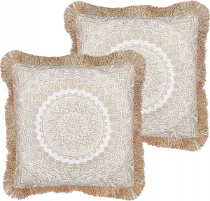 Pair of Polyester Cushions Beliani AGRIMONY — 2-piece white cushion set