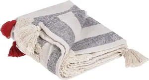 Blanket Beliani NAMTAR cotton 125 x 150 cm white-gray