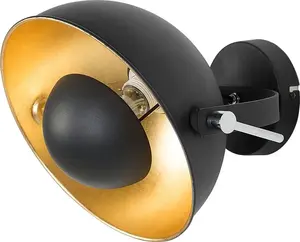 Kinkiet Beliani Lampa ścienna metalowa czarno-złota THAMES II