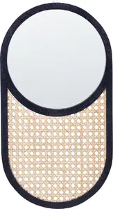 Wall Mirror Beliani BALEAL — rattan frame, light finish, 30 x 56 cm