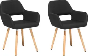 Dining chair set Beliani CHICAGO – 2 black chairs, upholstered seating, metal legs
