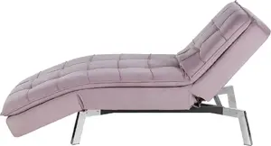 Upholstered convertible chaise longue Beliani LOIRET, pink, velvet finish